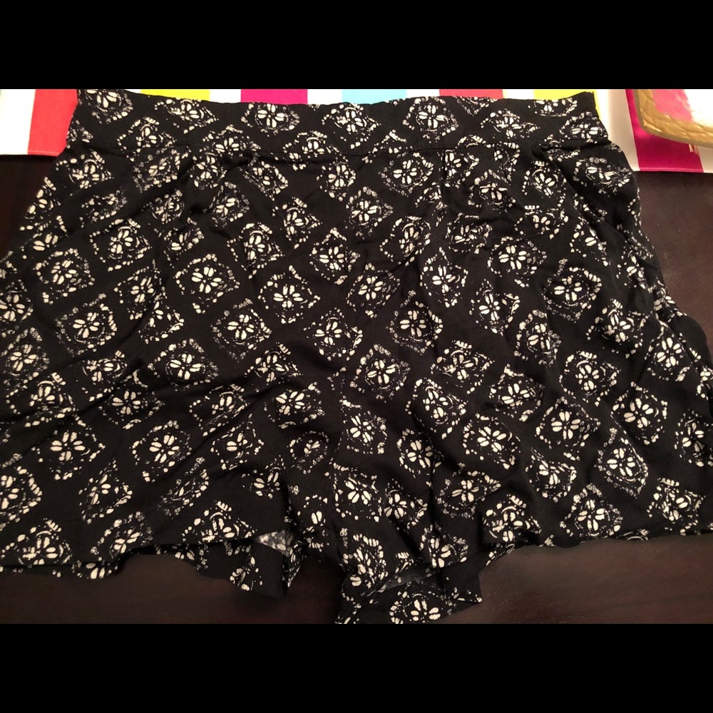 Black linen material shorts